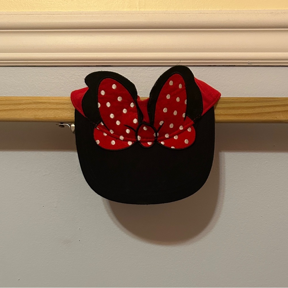 disney red & black minnie mouse ears visor